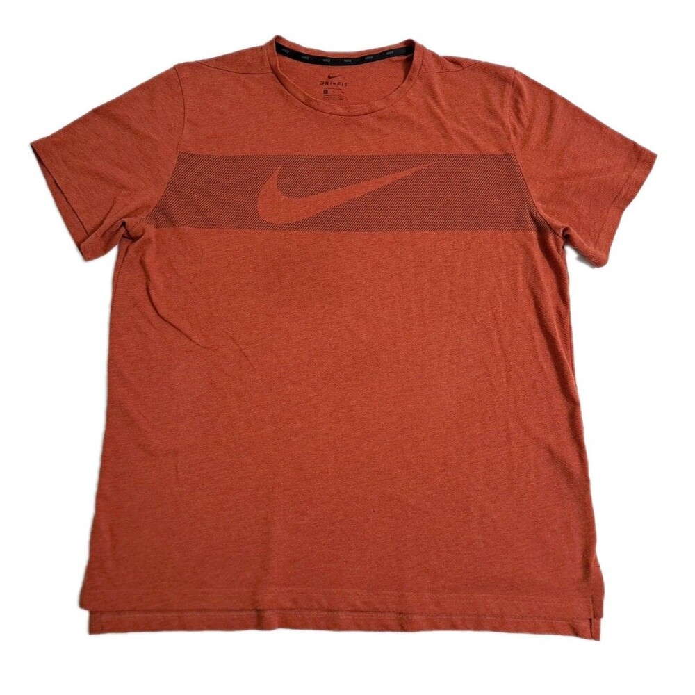 Nike Drifit Breathe Mens XL Performance Short Sleeve Orange Train Gym Tshirt